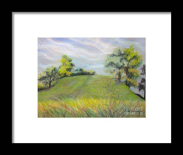 Indian Mounds Framed Print featuring the pastel Indian Mounds by Gretchen Allen
