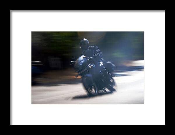 Interesting Framed Print featuring the photograph Indian Rider Leans by Kantilal Patel