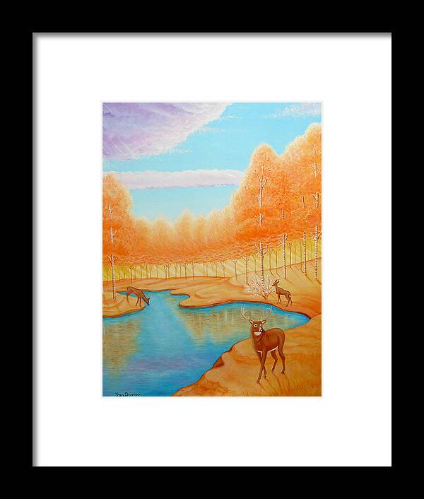 Buck Framed Print featuring the painting Indian Summer by Tracy Dennison