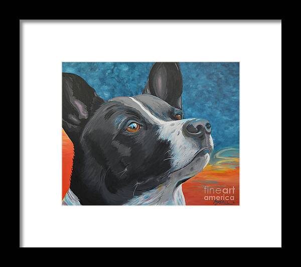 Black And White Terrier Framed Print featuring the painting Indiana Sunset by Sandra Presley