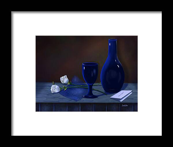 Vase Framed Print featuring the painting Indigo Blue by Sena Wilson