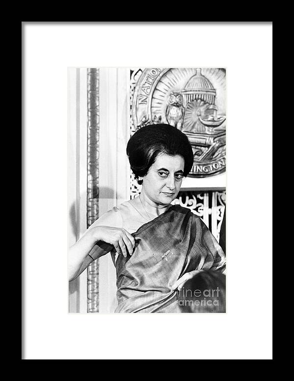 1966 Framed Print featuring the photograph Indira Nehru Gandhi by Granger