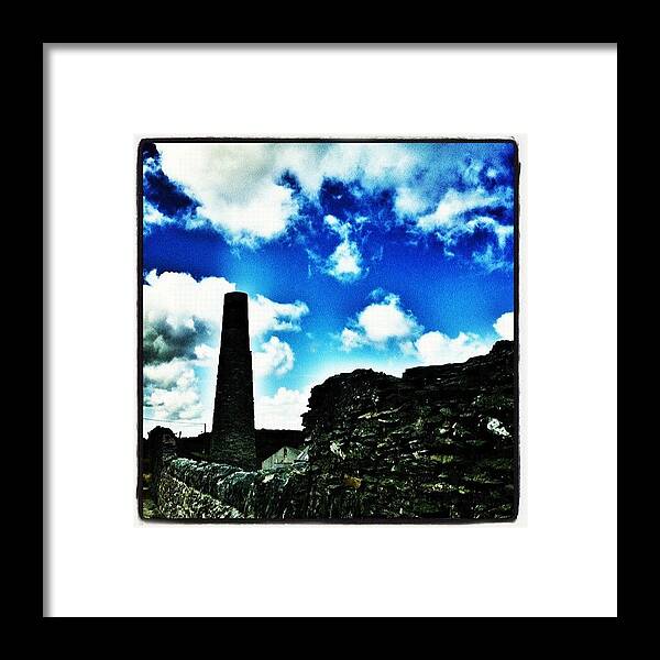 Blue Framed Print featuring the photograph #industry #port #anglesey #chimney by Emma Maudsley