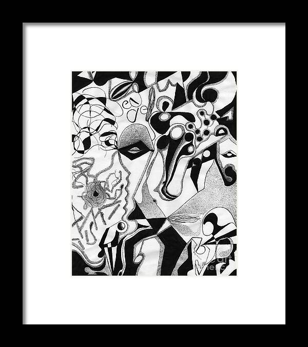 Abstract Drawings Framed Print featuring the drawing Ink Drawing 2 by Christine Perry