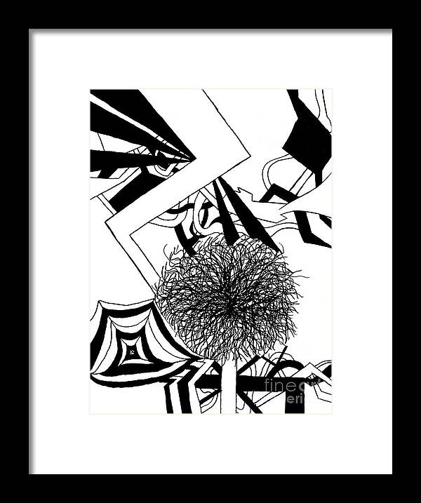 Abstract Framed Print featuring the drawing Ink Line Drawing by Christine Perry