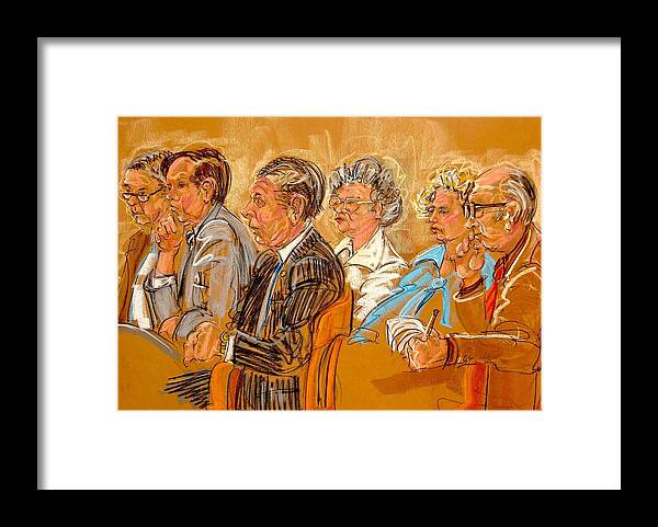 Drawings Framed Print featuring the painting Inquest Jury by Les Leffingwell