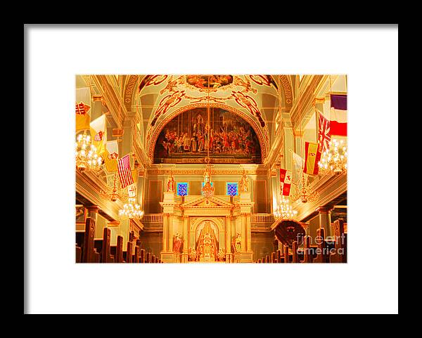 Travelpixpro New Orleans Framed Print featuring the digital art Inside St louis Cathedral Jackson Square French Quarter New Orleans Accented Edges Digital Art by Shawn O'Brien