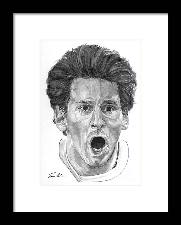Soccer Framed Print featuring the painting Intensity Lionel Messi by Tamir Barkan