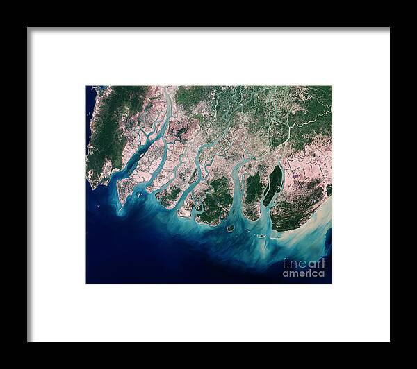 Satellite Framed Print featuring the photograph Irrawaddy River Delta by Nasa