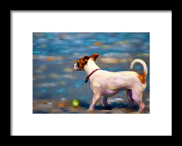 Jack Russell Terrier Framed Print featuring the painting Jack at the Beach by Michelle Wrighton