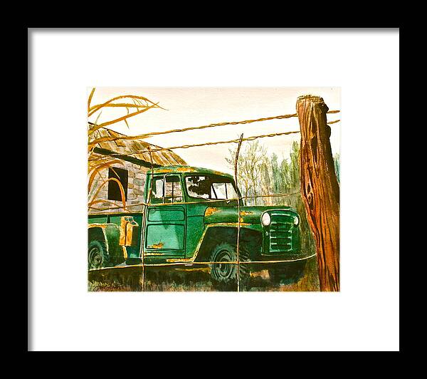 Willys Framed Print featuring the painting Jeep by Frank SantAgata