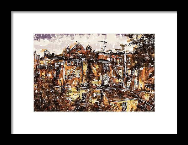 Jersey City Framed Print featuring the painting Jersey City Neighborhood by Dean Wittle