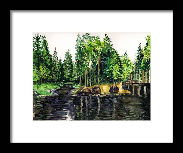 Pine Trees Framed Print featuring the painting Jersey Pines by Clara Sue Beym