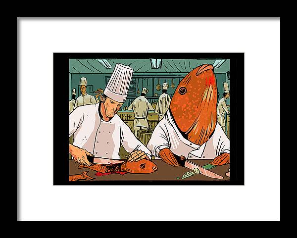 Fish Framed Print featuring the digital art Job by Boya Sun