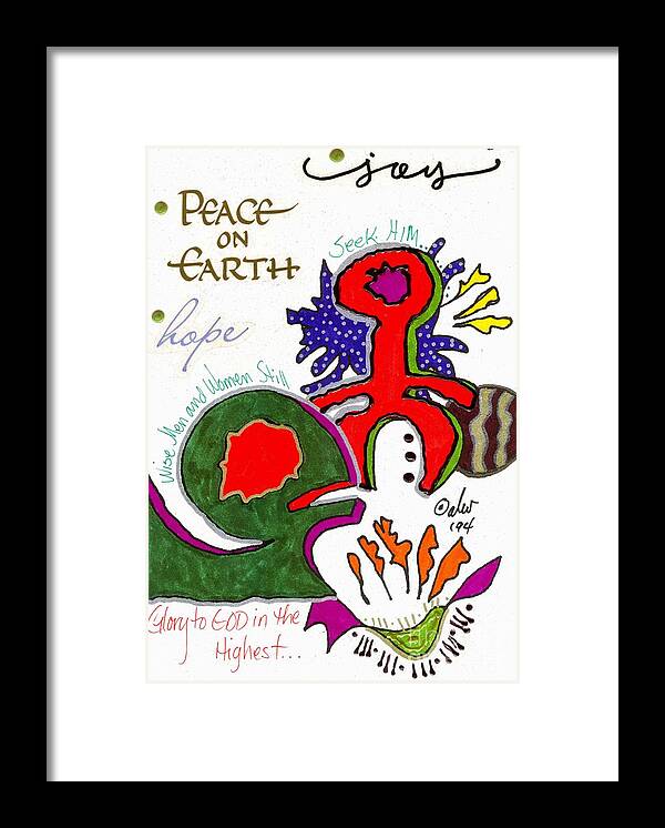 Greeting Cards Framed Print featuring the mixed media Joy HOPE and Peace Card by Angela L Walker