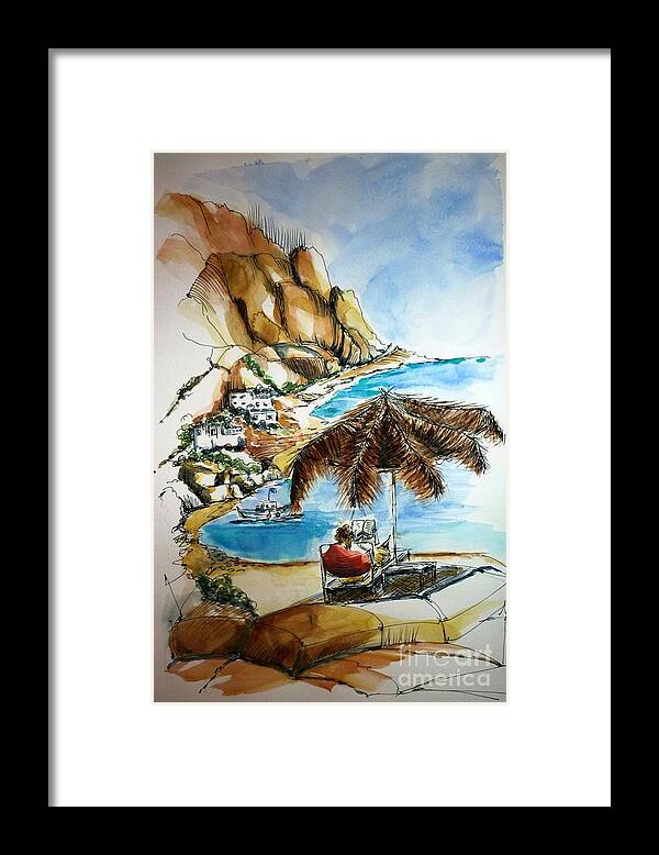 Greek Islands Framed Print featuring the painting Kalymnos 2 by Therese Alcorn