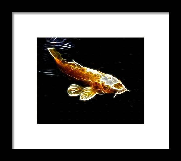 Fractalius Framed Print featuring the photograph Koi with Water Ripple by Maggy Marsh