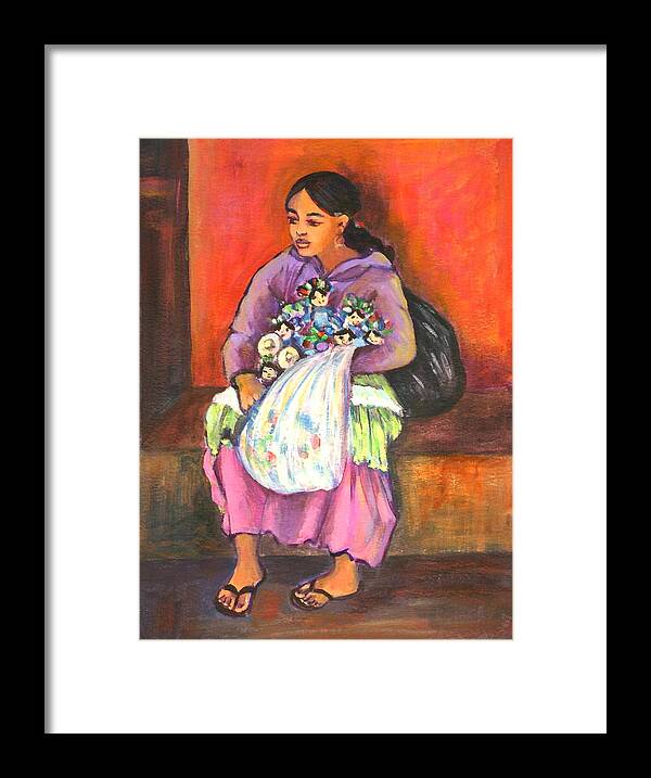 Portrait Framed Print featuring the painting La Vendedora by Susan Santiago