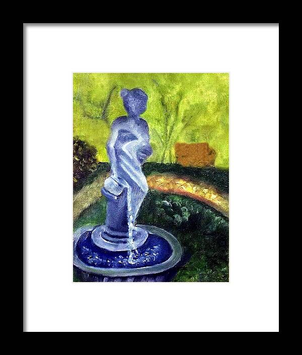 Statute Framed Print featuring the painting Lady with the Water Statute by Margaret Harmon