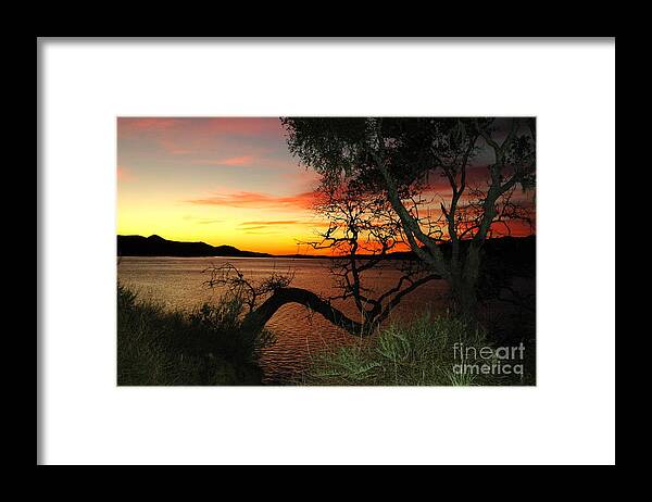 Lake Cachuma Framed Print featuring the photograph Lake Cachuma Evening by Johanne Peale