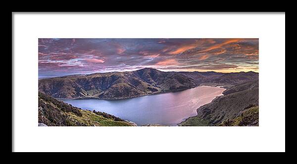 00441964 Framed Print featuring the photograph Lake Forsyth At Dawn Canterbury New by Colin Monteath
