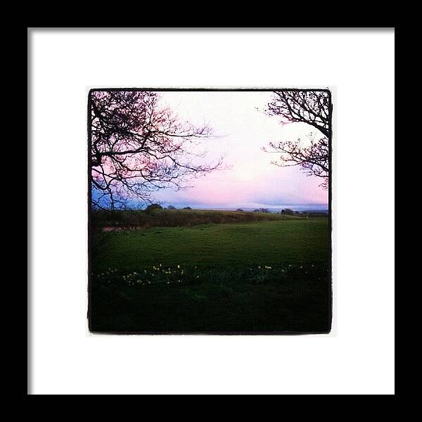 Sunset Framed Print featuring the photograph #landscape #sunset #trees #clouds #sky by Carolyn Ferris