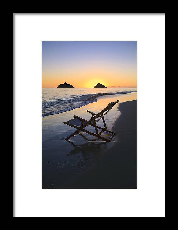 Alone Framed Print featuring the photograph Lanikai Sunrise with Chairs by Tomas del Amo