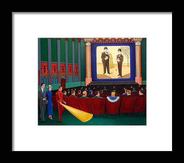 Wilton Theatre Framed Print featuring the painting Laurel and Hardy by Tracy Dennison