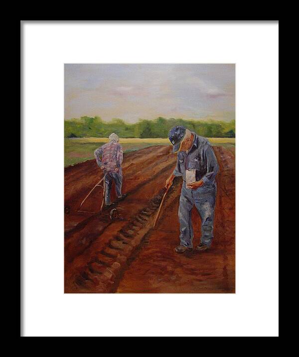 Landscape Framed Print featuring the painting Laying Off Rows by Carol Berning