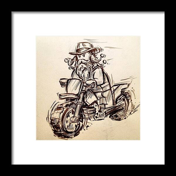 Sketchbook Framed Print featuring the photograph #lego #blackbeard #riding #motorcycle by Jeff Reinhardt
