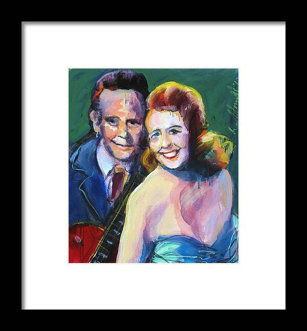 Les Paul Framed Print featuring the painting Les and Mary by Les Leffingwell