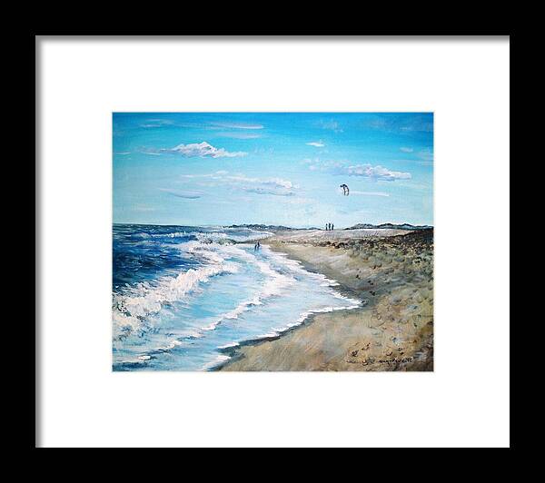 Beach Framed Print featuring the painting Lets Go Fly A Kite by Shana Rowe Jackson