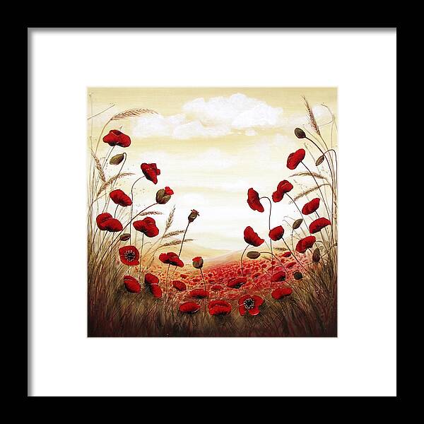  Framed Print featuring the painting Let's Run Through the Poppy Field by Amanda Dagg