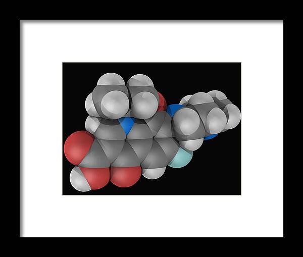 Horizontal Framed Print featuring the digital art Levofloxacin Drug Molecule by Laguna Design