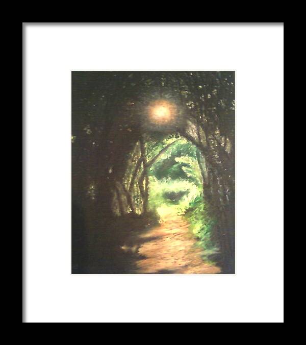 Landscape Framed Print featuring the painting Light at the End of the Trail by Samuel McMullen