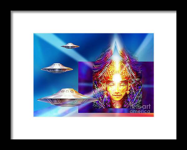 Ufo Framed Print featuring the mixed media Light Being by Hartmut Jager