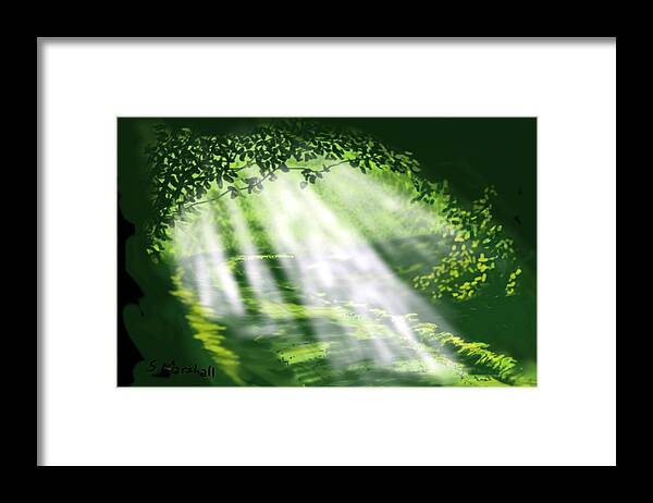 Landscape Framed Print featuring the painting Light of the Forest by Glenn Marshall