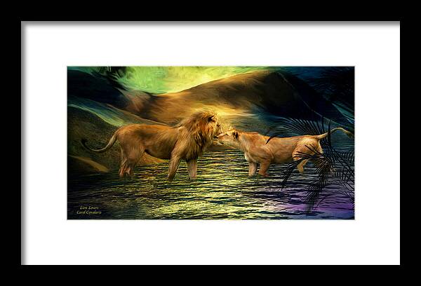 Lion Framed Print featuring the mixed media Lion Lovers by Carol Cavalaris