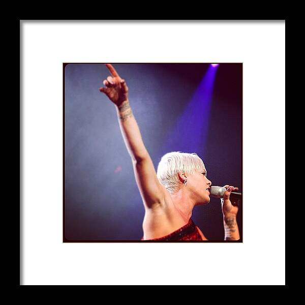 Pink Framed Print featuring the photograph #livemusic #concert #pink #photography by Erik Merkow