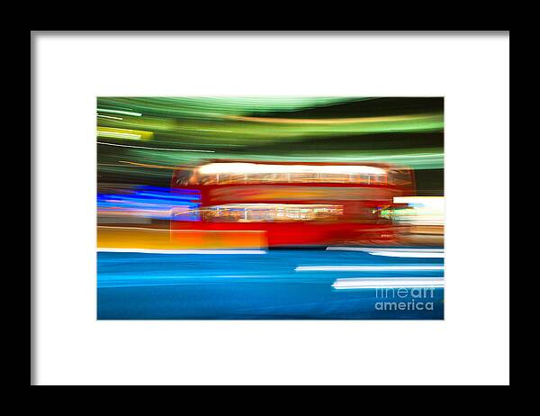 Asphalt Framed Print featuring the photograph London bus motion by Luciano Mortula