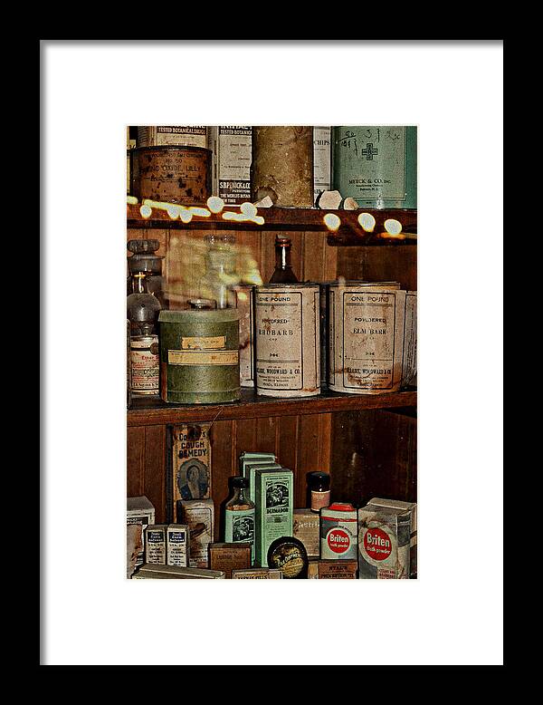 Old Medicine Bottles Framed Print featuring the photograph Lotions And Potions by Diane montana Jansson