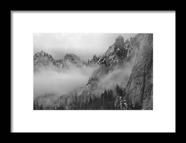 Yosemite Framed Print featuring the photograph Low Clouds - Yosemite Valley by Stephen Vecchiotti