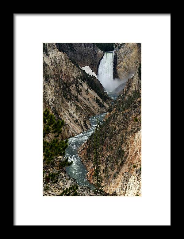 Lower Falls Framed Print featuring the photograph Lower Falls and Yellowstone River by Living Color Photography Lorraine Lynch
