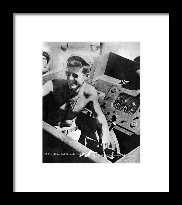 History Framed Print featuring the photograph Lt. John Kennedy In The Pacific by Everett