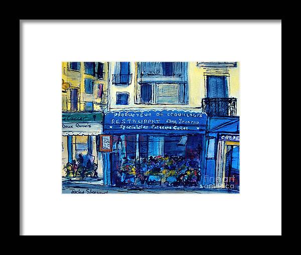 France Framed Print featuring the painting Lunch in Sete by Jackie Sherwood