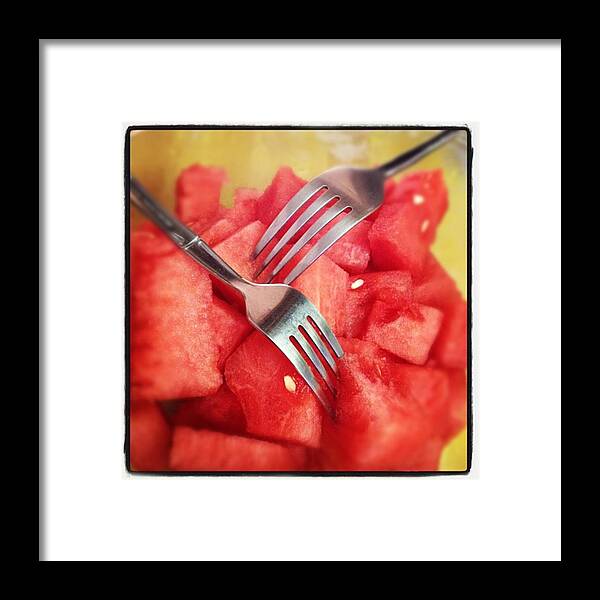 Doubletap Framed Print featuring the photograph #lunch #watermelon With My #mommy <3 by Nena Alvarez