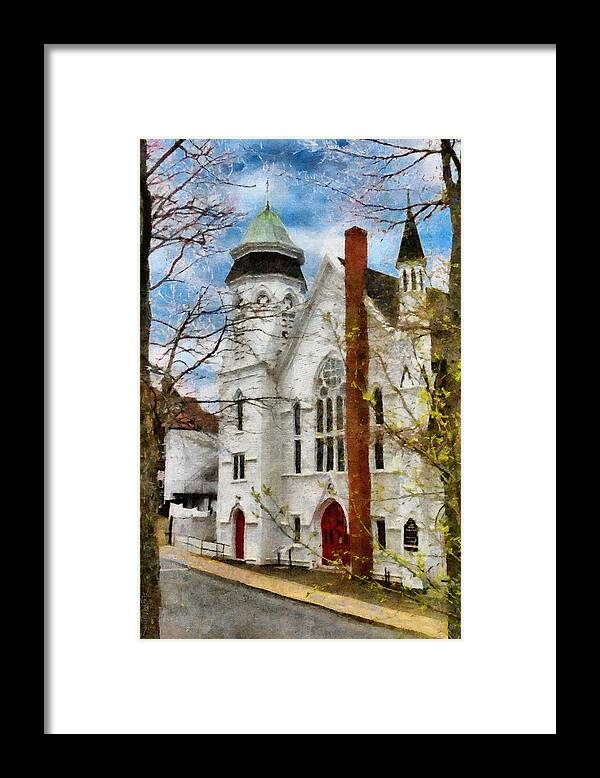 Church Framed Print featuring the painting Lunenburg United by Jeffrey Kolker