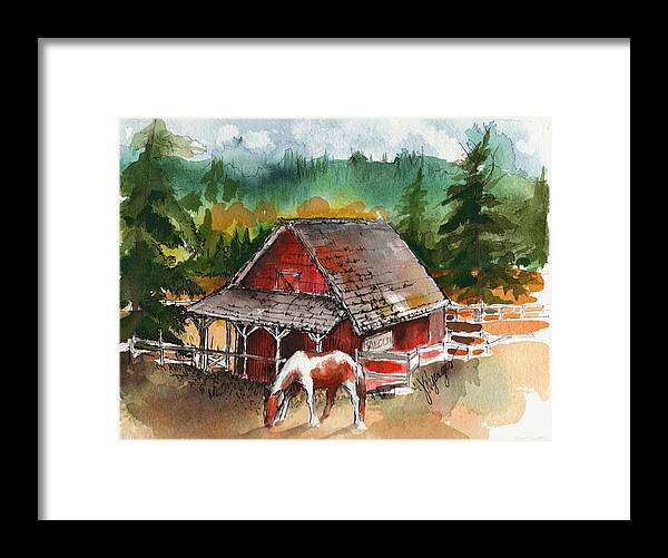 Horse Framed Print featuring the painting M Bar C Ranch by Judi Nyerges