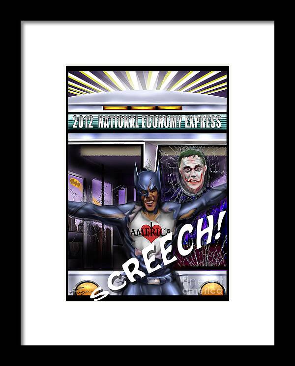 Batman Framed Print featuring the painting Mad Men Series 6 of -Here We Go Again by Reggie Duffie