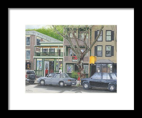  Framed Print featuring the painting main st so Piermont NY by Stuart B Yaeger